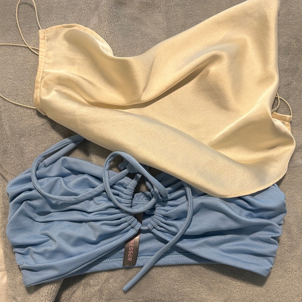 Blue and Cream Tube Top Set